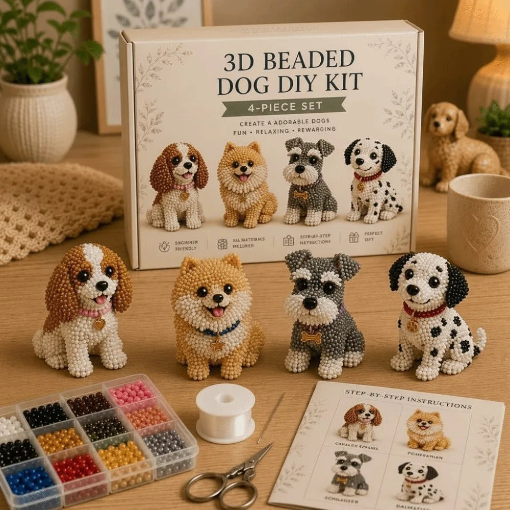 Tiny Beads 3D Beaded Animal Kit Cute Design Animal Shape Handmade Bead Art Kit Creative Craft DIY Bead Craft Kit