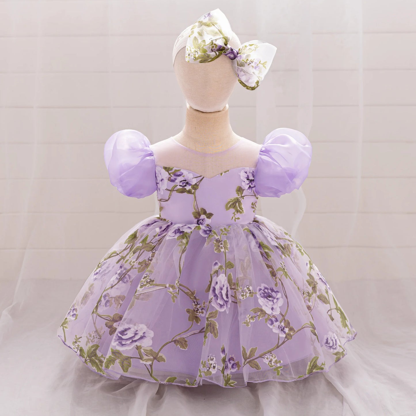 Baby Girl 2pcs Floral Wedding Party Dress Toddler Tulle Princess Gown Girls Summer Holiday Dresses Infant 1st Birthday Costumes