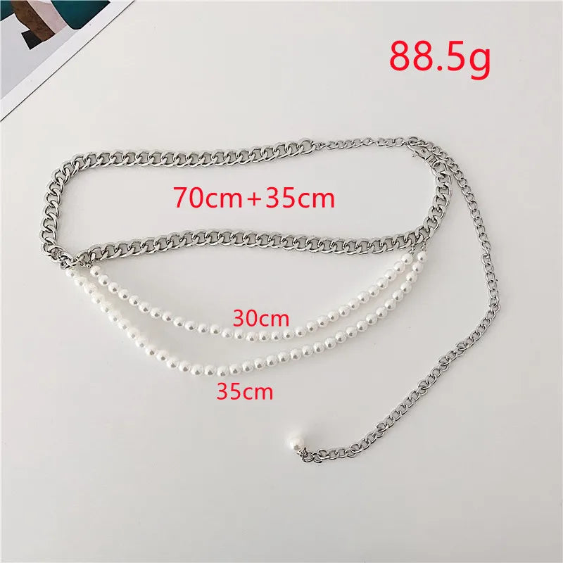 Multilayer Pearl Waist Chain for Women's Fashion Retro Character Playing Body Accessories Sexy Party Accessorie Gift
