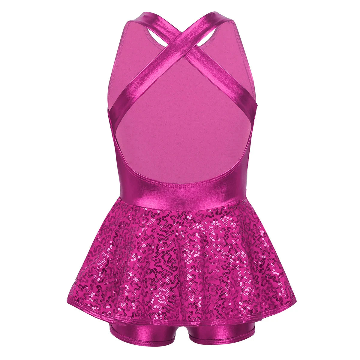 Kids Girls Shorty Unitard Sleeveless Sequin Rompers Leotard Bodysuit Performance Children Jazz Modern Dance Party Tap Costumes