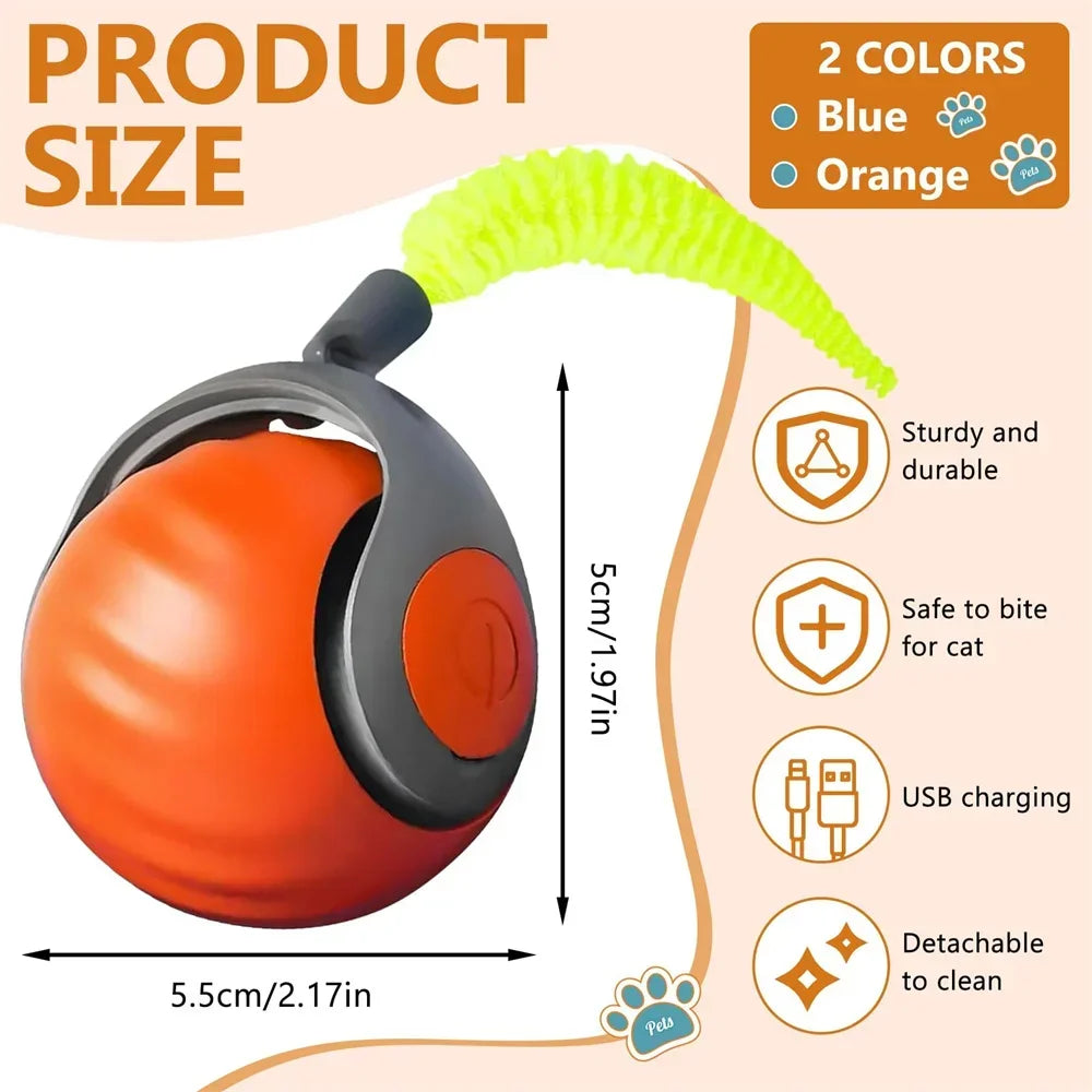 Smart Interactive Speedy Tail 2.0 Cat Toy Automatic Moving Ball Toy for Cats And Dogs Touch Motion Rolling Pet Ball