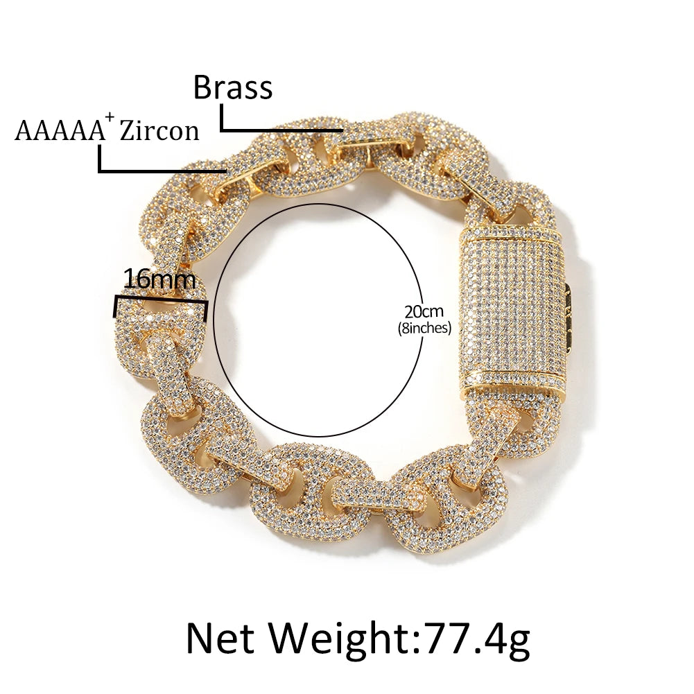 UWIN Pig Nose Shape Chain Bracelets Iced Out Full Cubic Zirconia Stones Fashion Jewelry for Women & Men