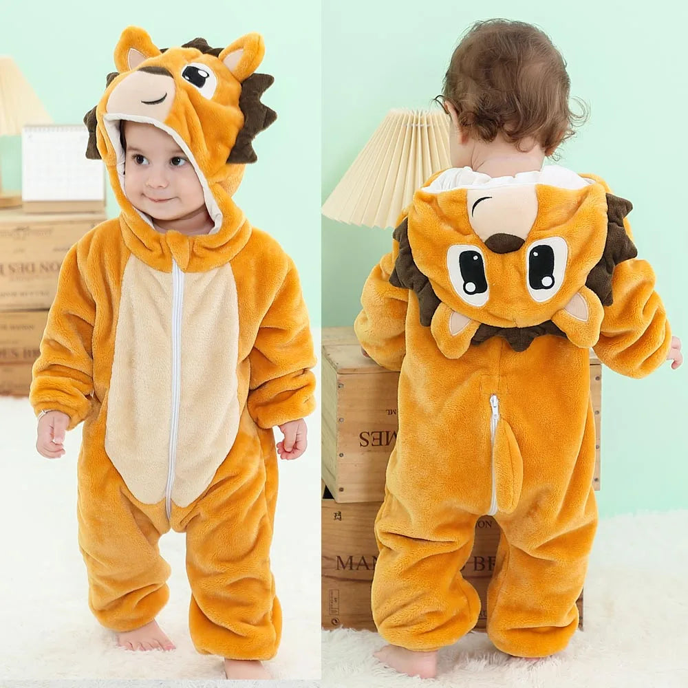 Autumn Winter Cartoon Style Winter Long Sleeve Baby Boys Girls Rompers Toddler Kids Playsuit Jumpsuits Baby Clothes Child Onesie