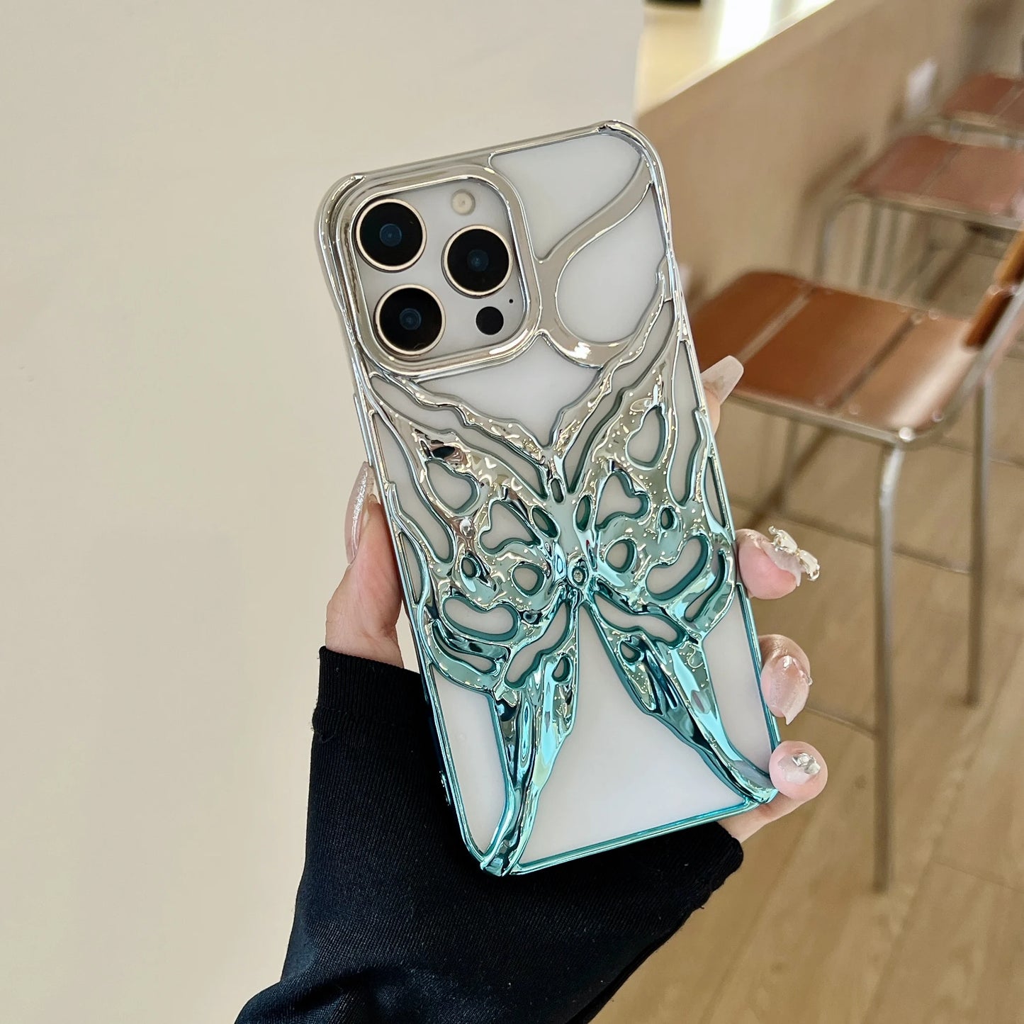 Plating Butterfly Hollow Out Gradient Color Soft Phone Case for iPhone 11 12 13 14 15 16 Pro Max Heat Dissipation Cooling Cover