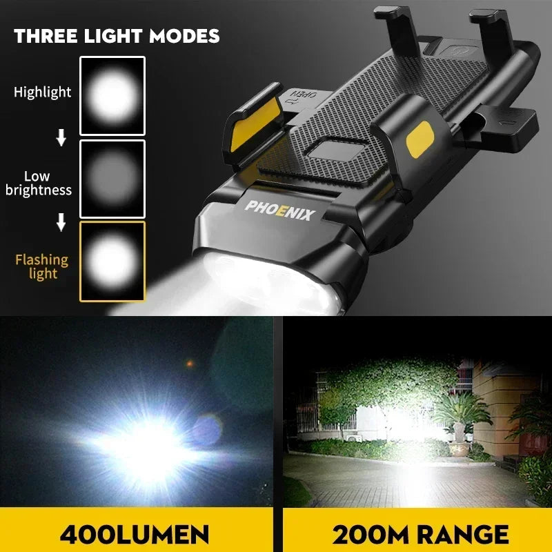 4-in-1 LED Bicycle Light 3000mAh Bike Headlamp Power Bank 400Lumen Handlebar Rechargeable Front Lamp MTB Road Cycling Flashlight