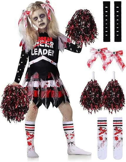 Halloween Cosplay Costume  Cheerleaders Digital Printed Dress Suits Horror Performance Party Role Playing Outfits for Girls