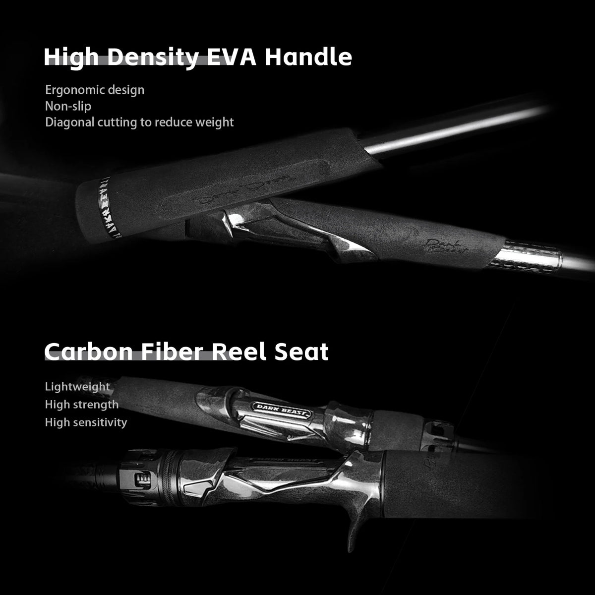 HANDING Dark Beast Long Cating Rod Toray Carbon Fiber Fuji A and SiC Guide Rings High Density EVA Handle Carbon Fiber Reel Seat