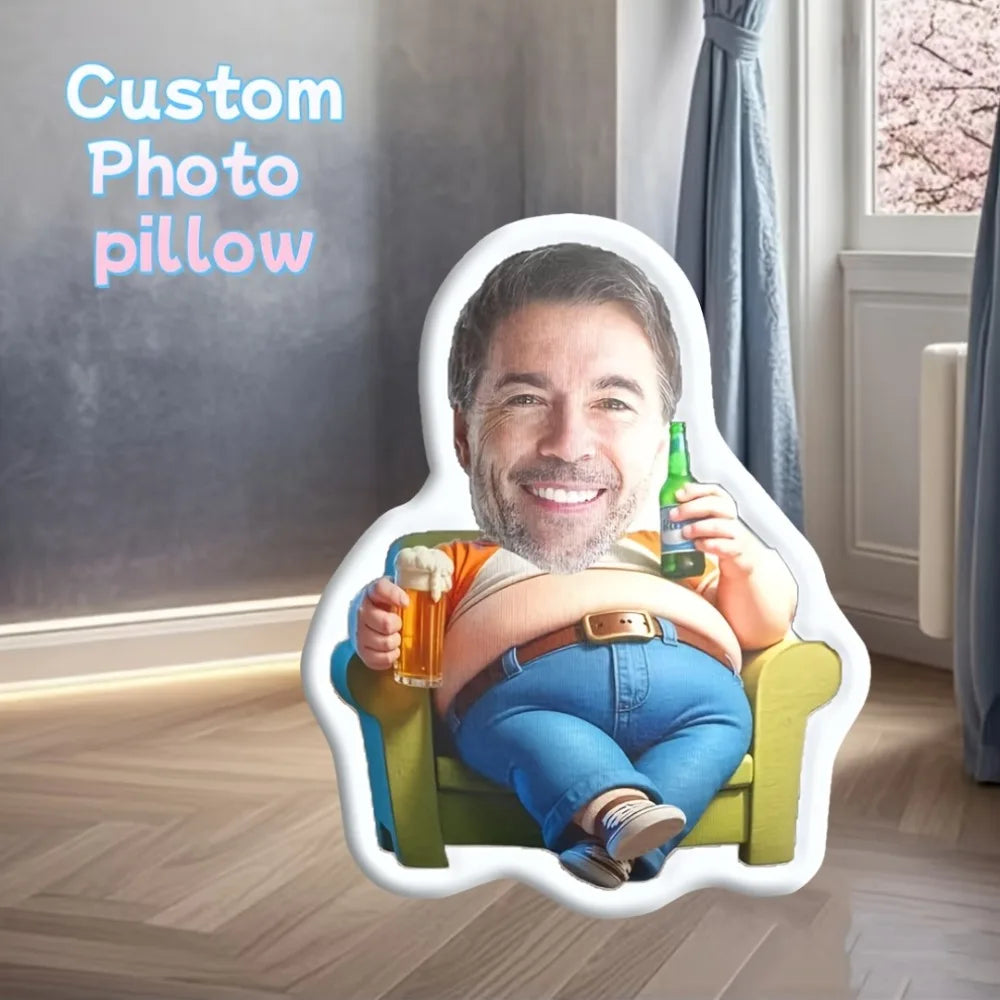 Customized Photo Personalized Pillow, a Lazy Drinking Doll, a Perfect Holiday Gift for Friends, Family, and Colleagues