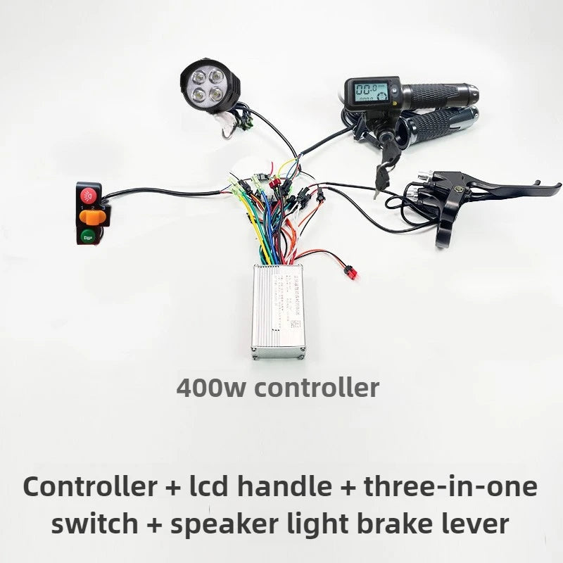 E-Bike Scooter Controller Kit 48V-60V 400W 15-18A Compatible Full Wire Harness for Electric Bicycle Conversion Braking System