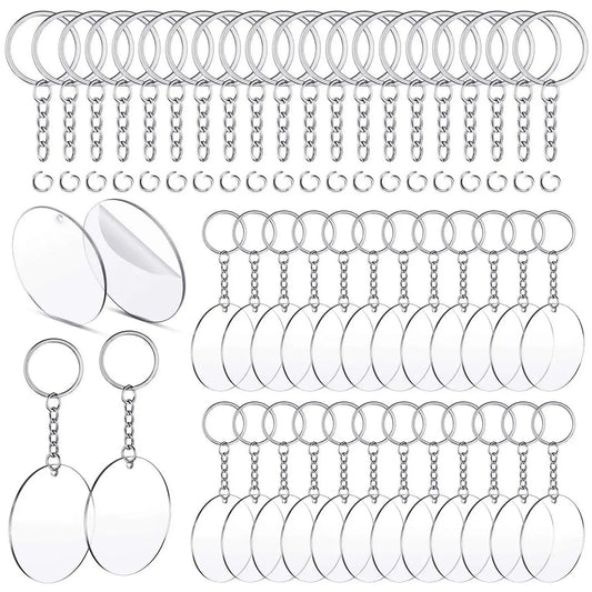 Clear Keychains Transparent Circle Discs Acrylic Blanks Keychain Bulk for Keychain Pendant DIY Jewelry Making