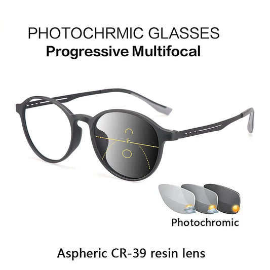 Progressive Multifocal Reading Glasses Metal Alloy Men Women Photochromic Presbyopia Eyeglasses Far Near Eyewear Ultralight