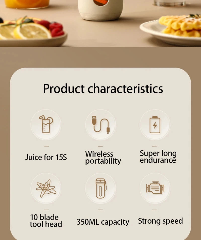 Z30 USB Electric Portable Fruit Blender 350ML Charging Small Quality Home Mini Multi functional Fruit and Vegetable Juice Cup