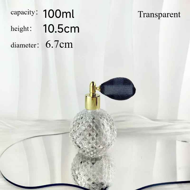 50/100ml Portable Vintage Crystal Glass Perfume Bottle With Airbag Atomizer Empty Cosmetic Container Refillable Spray Bottles