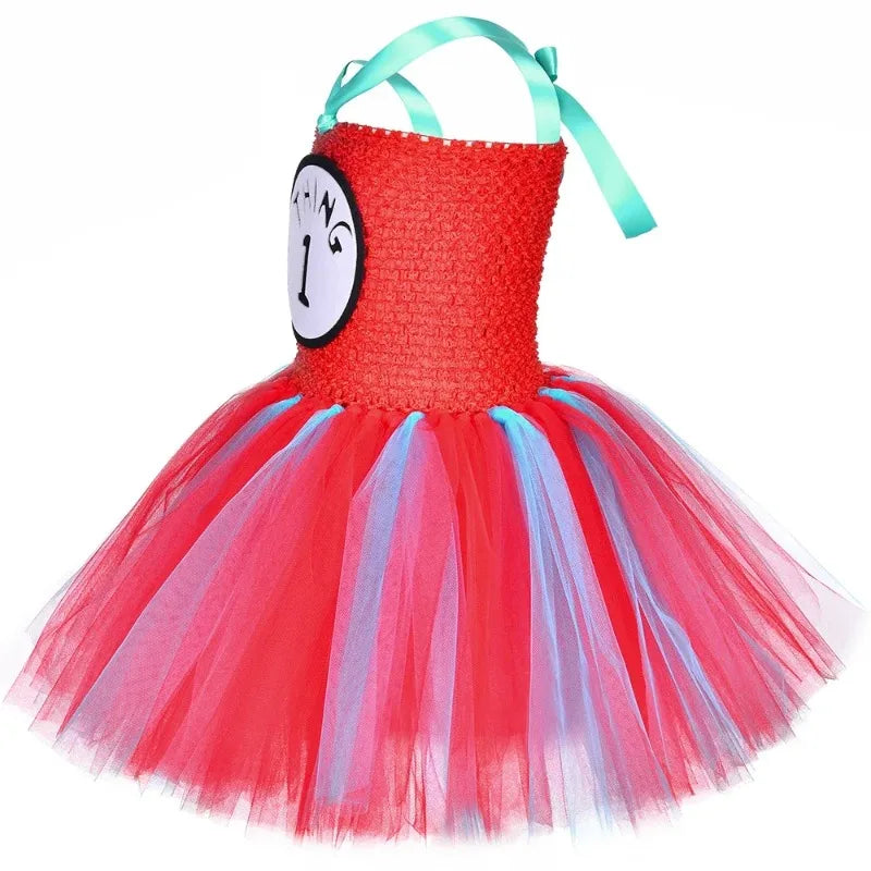 Halloween Thing 1 and Thing 2 Costumes Kids Blue Red Dr Seuss Tutu Dress Up Clothes Toddler Girls Birthday Party Princess Dress