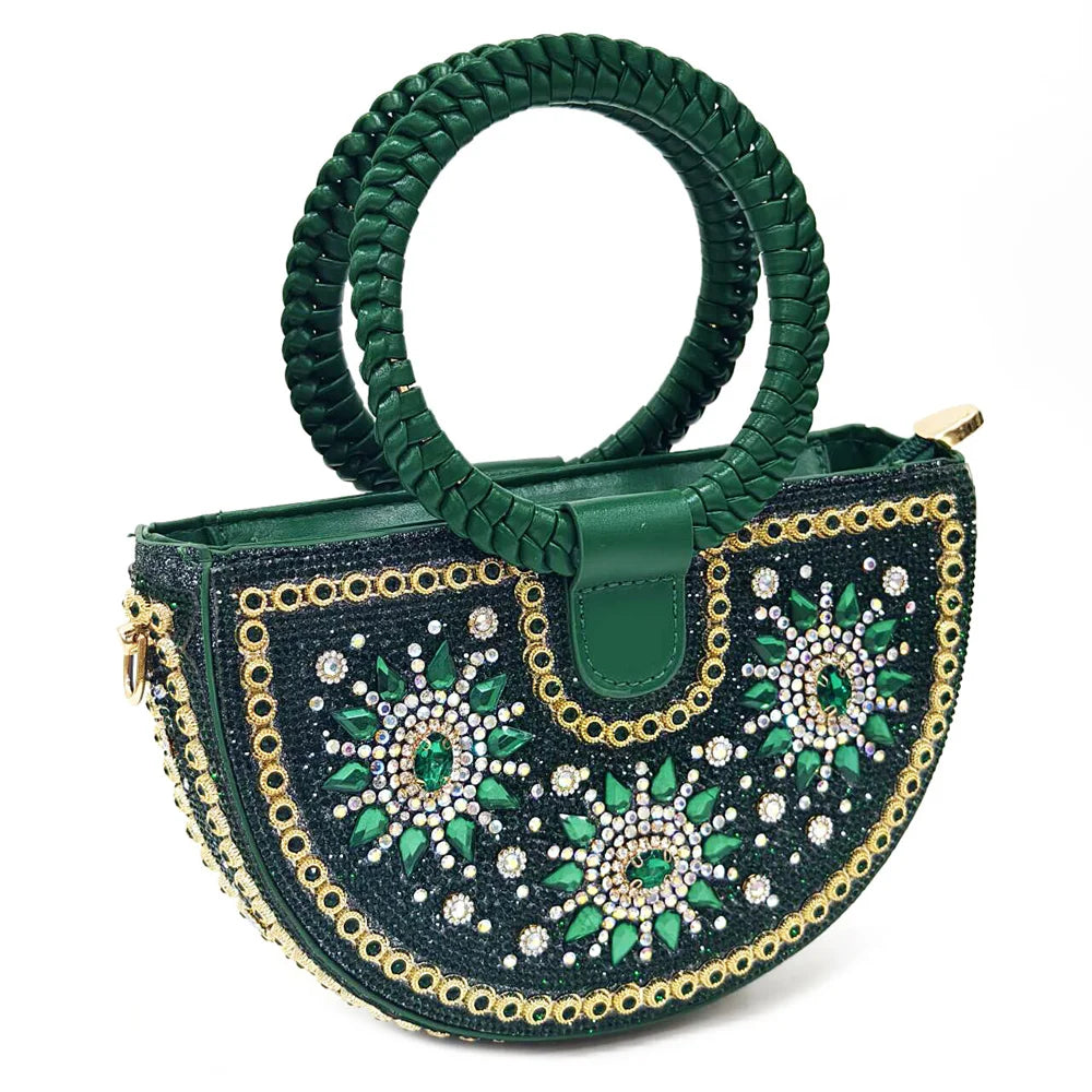 2024 New Designer Specials Italian Women Heels Shoes and Bag Set Royal Purple Color Comfortable With Rhinestone for Party