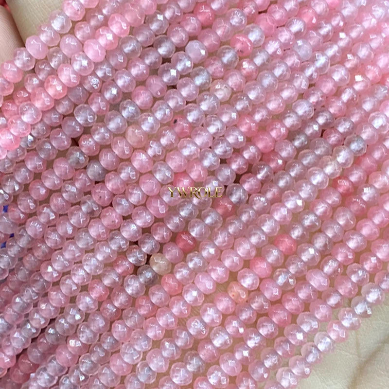 3x4mm Rondelle Faceted Natural Stone Chalcedony Tourmaline Color Loose Spacer Beads for Jewelry Making Diy Bracelet Accessories