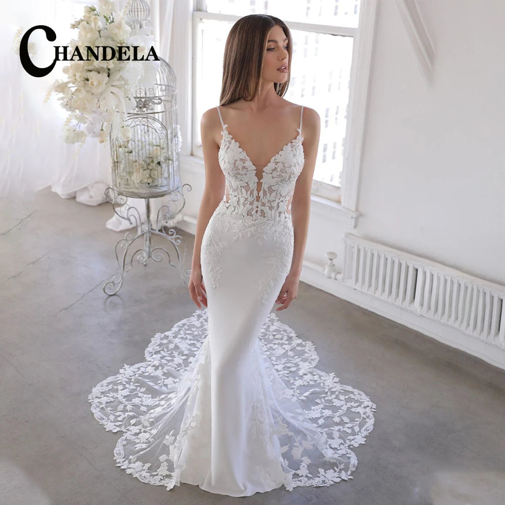 CHANDELA Off The Shoulder Princess Beach Wedding Dress For Women 2025 Sleeveless Bride Ruffles Bridal Gown Vestidos Customised