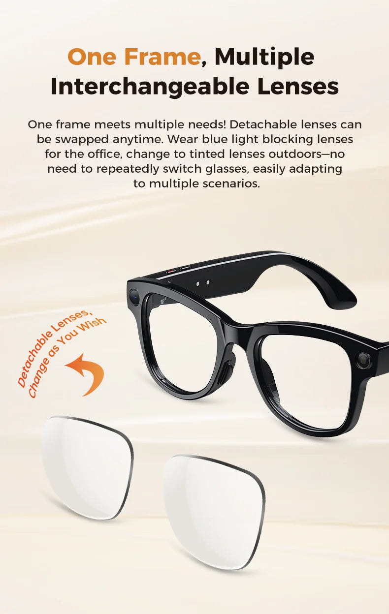 2026New 8MP 4K HD Camera AI Glasses Men 3600mAh Power Bank 32G Memory 160+ Translation Glasses Waterproof Smart Sunglasses Women