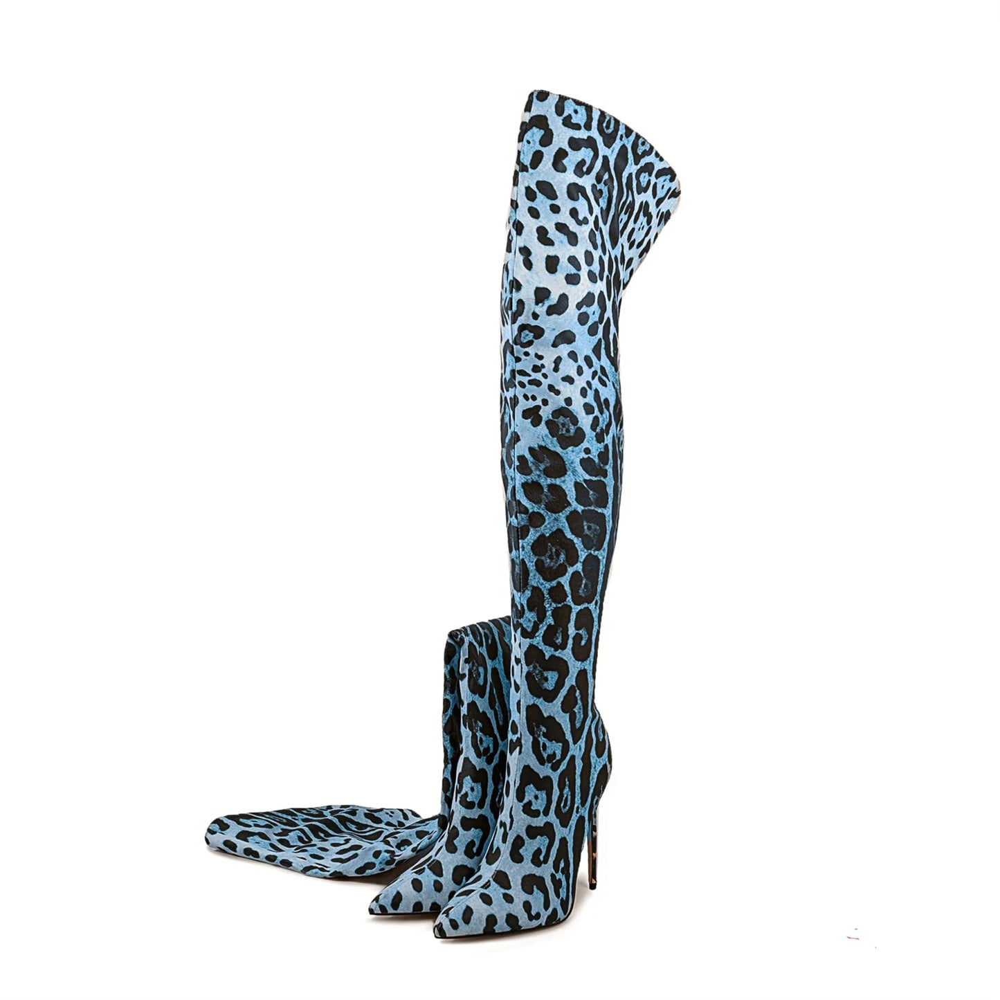 2024 Women's Euro-American Zebra Print Over-the-Knee Boots - Paneled Pointed-Toe Back-Zipper Stiletto, Plus Size Fashion Chic