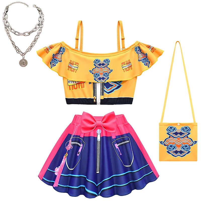Summer 2026 Kpop Kids Swimsuit Festival Children Cosplay Demon Hunter Rumi Girls Outfits Holiday Beach Party Children's Swimwear