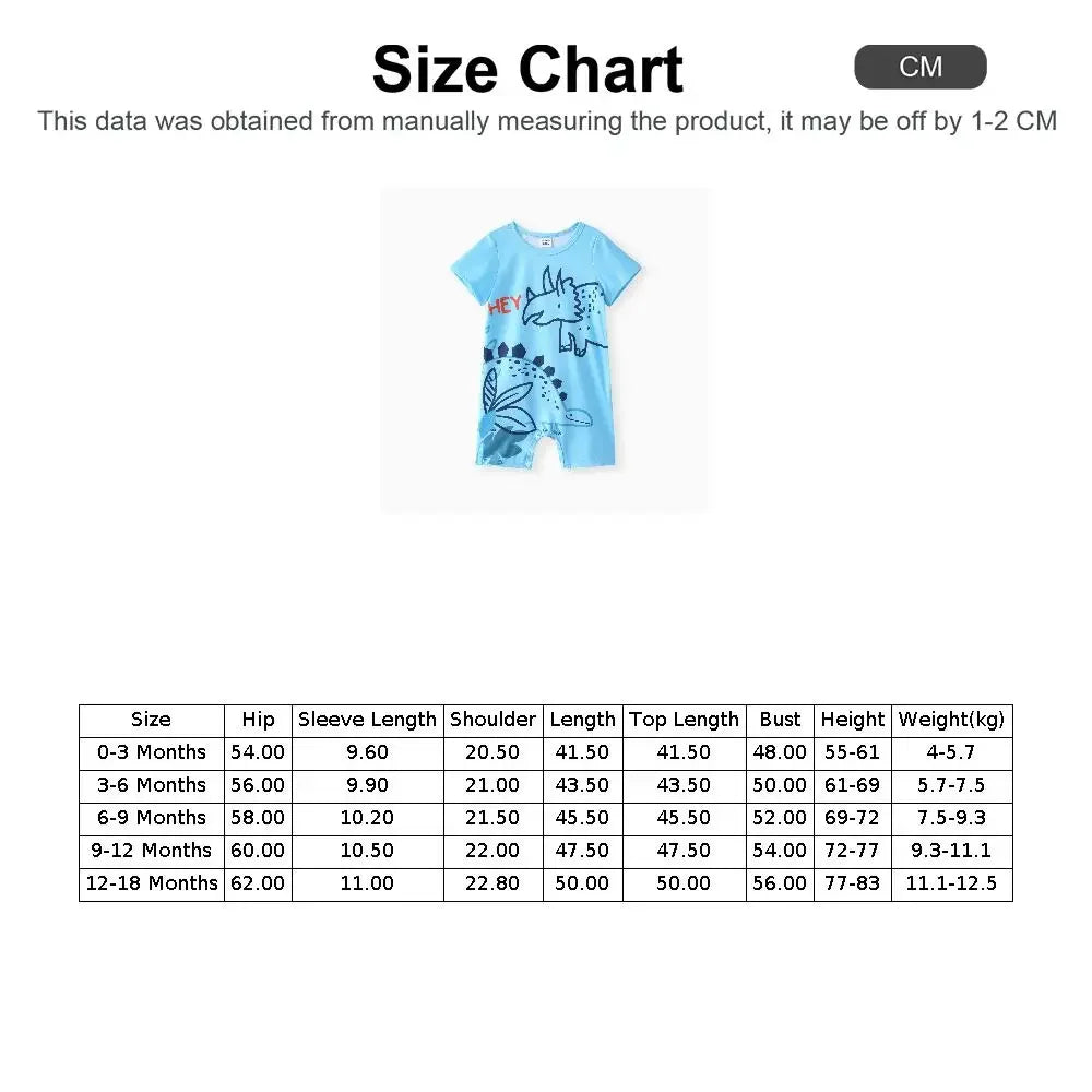 PatPat Baby Boy Stripe/Dinosaur Print Short-sleeve Romper