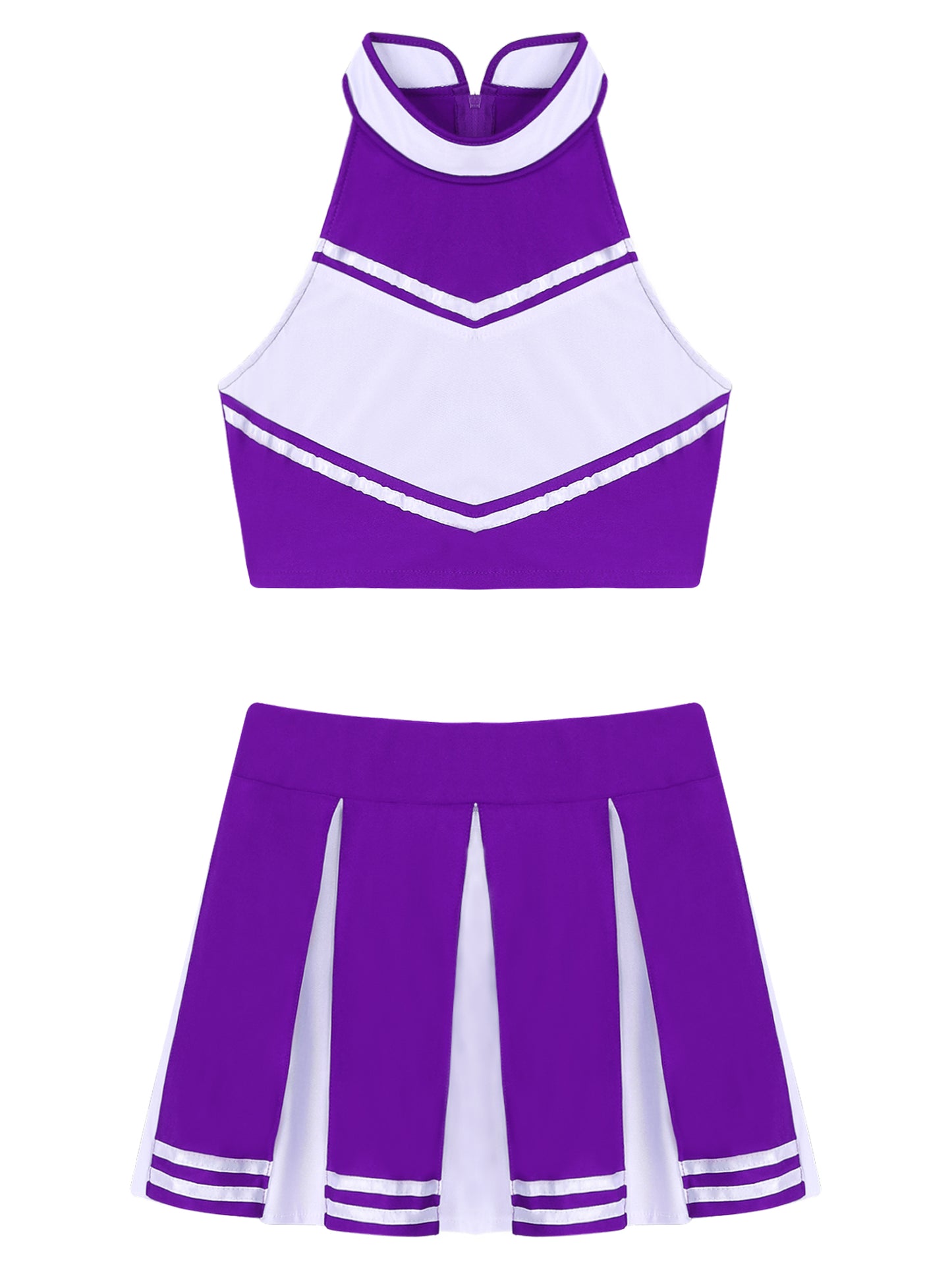 Women Cheerleading Cheerleader Costume Uniform School Girls Carnival Cosplay Outfits Stand Collar Crop Top with Mini Skirt