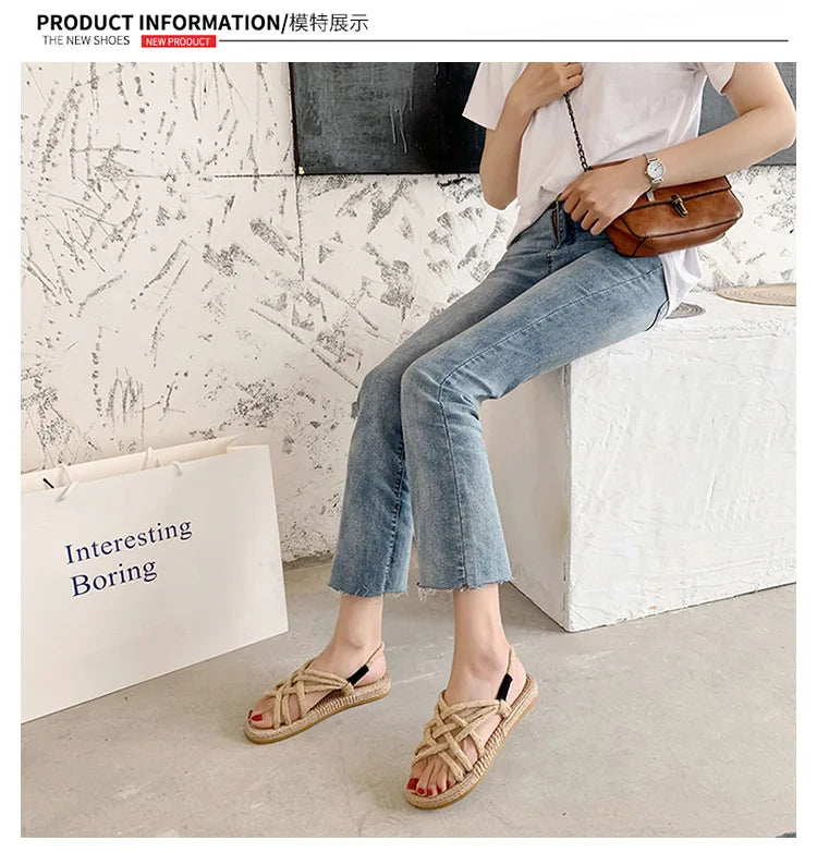 Woman Sandals Shoes Braided Rope with Traditional Casual Style and Simple Creativity Fashion Sandals Women Summer Shoes Zapatos