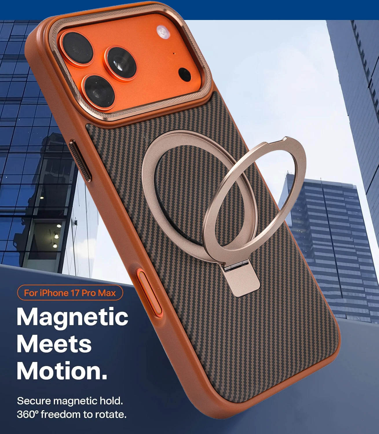Carbon Fiber 360°Rotatable Magnetic Ring Stand Case Support Magnetic Wireless Charging Plating Camera Shockproof Cover For Phone