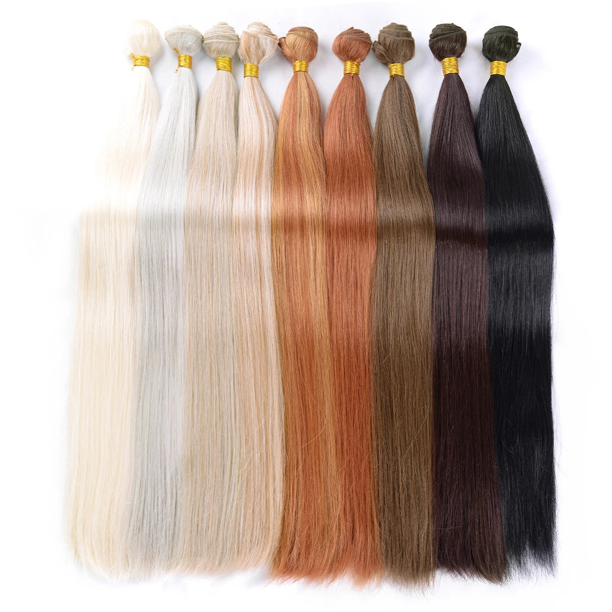 Straight Hair Bundles Extensions Smooth Ombre Hair Weaving 24Inch Super Long Synthetic Straight Hair Bundles Full to End