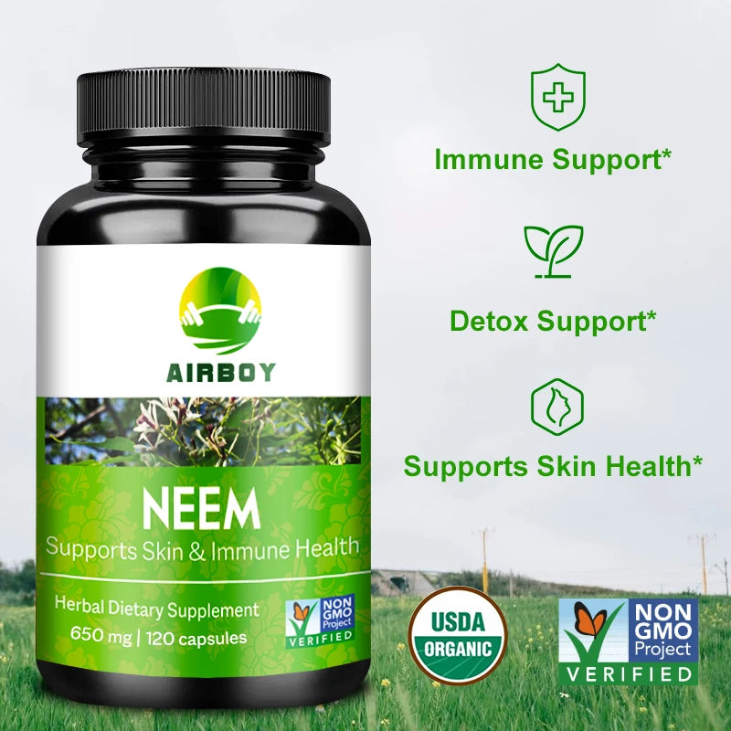Organic Neem Supplement - Supports Skin, Immune, & Liver Health, Detox