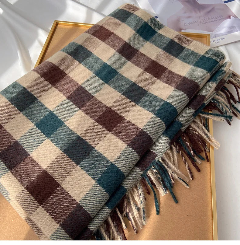 2025 Pamwallymensa Women's Scarf Winter Luxury Brand Tippet Scarves for Ladies Plaid Shawls Warm British Style Thicken Man