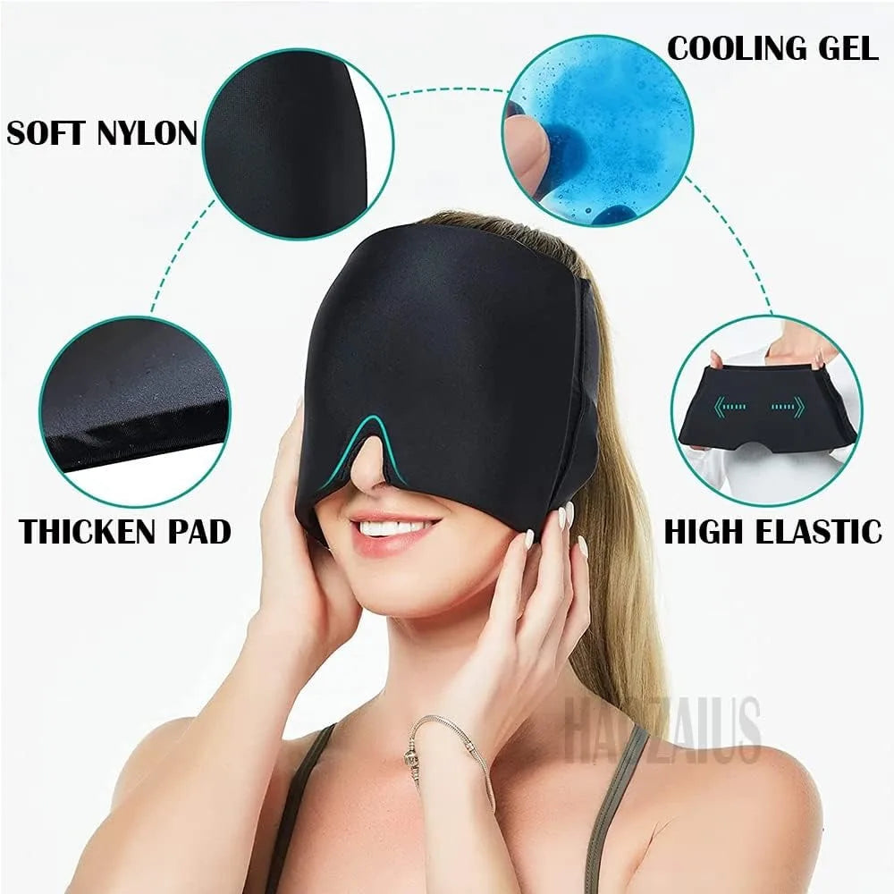 1pc Men Women Sleep Eye Mask Cooling Head Wrap for Sleeping, Micro Weighted Eyeshade Elastic Blackout Eye Cover Reusable Eye