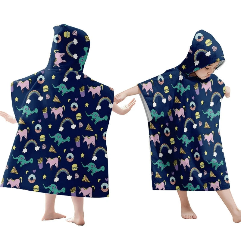 Toddler Kids Beach Towel Cotton Bathrobe Baby Boys Girls Dinosaur Animal Hooded Bathing Towel 60x60cm Children Dinosaur Blanket