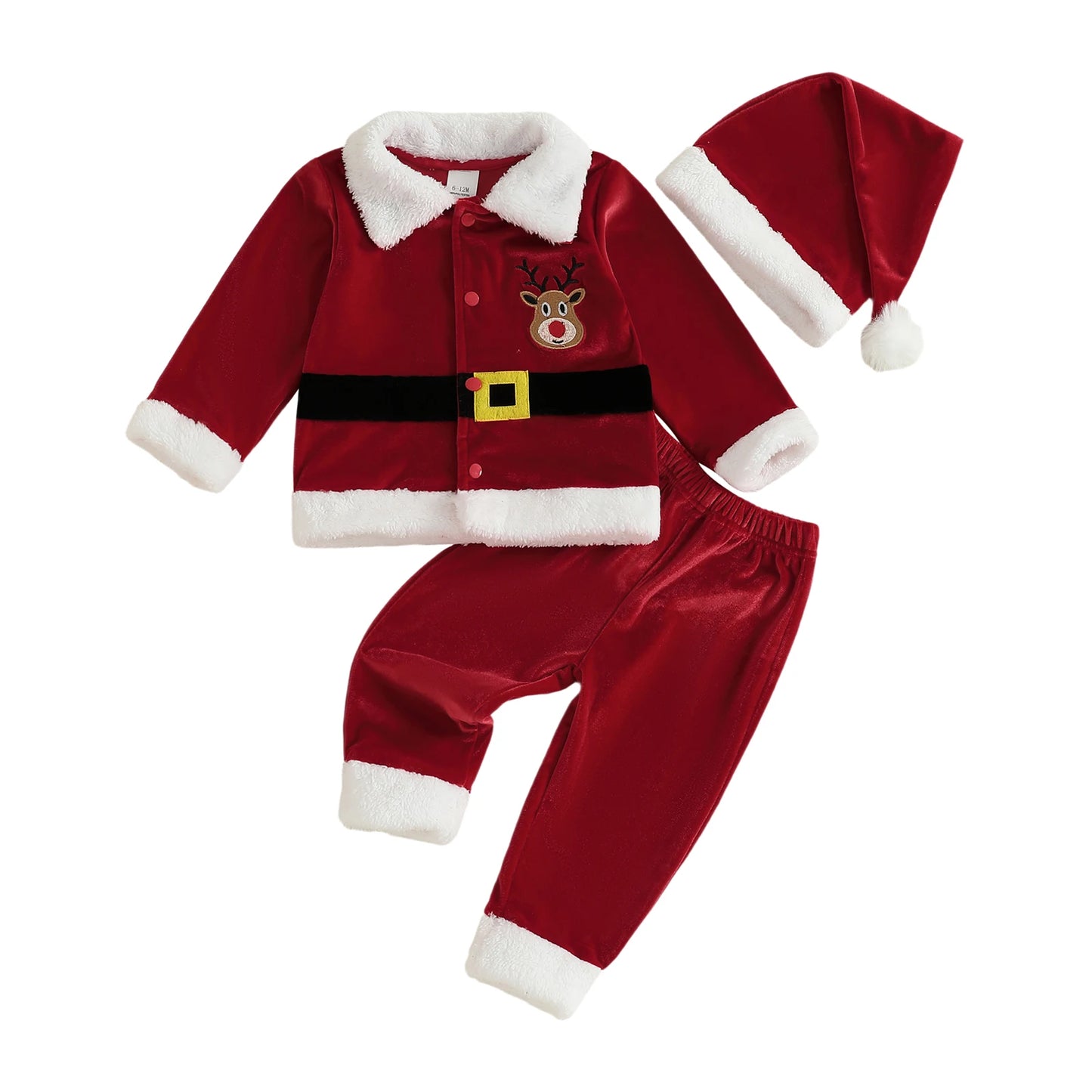 Citgeett Autumn Christmas Kids Toddler Girl Boy Outfits Long Sleeve Lapel Button Tops Elastic Waist Pants Costume Winter Set