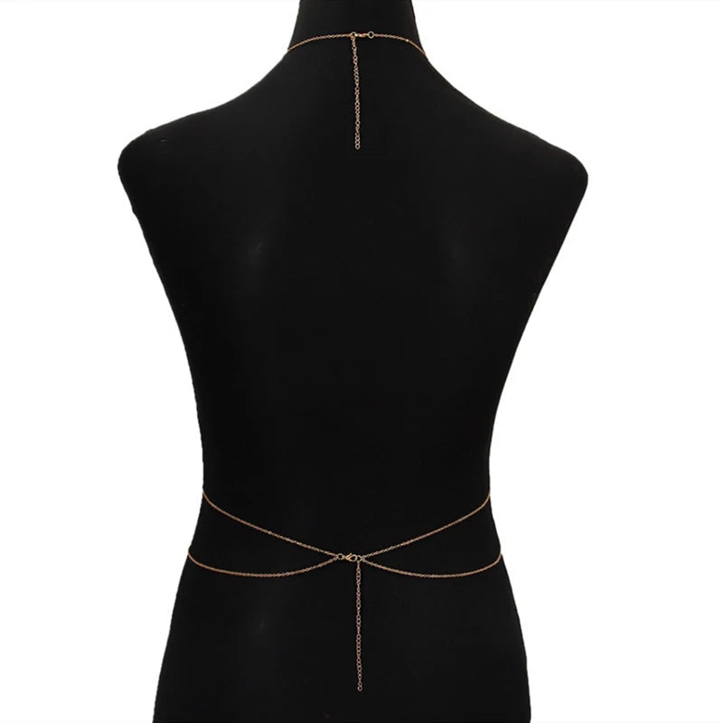 Sexy Chest Chain Bikini Female Body Belly Chains for Women Cross Waist Chains