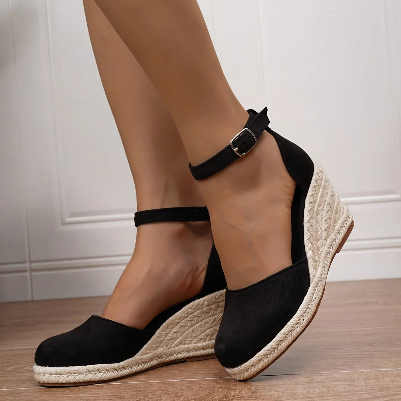 2025 Comfy Walk Big Size 43 Summer Lace Espadrilles Sandals Women Ankle Strap Platform Sandals High Heels Wedges Shoes Woman