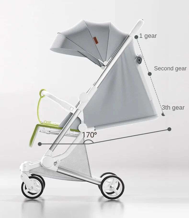 Foldable Four Wheels Cart Comfortable  Portable Lightweight Baby Stroller Can Sit or Lie Down Aluminum alloy Children's Cart