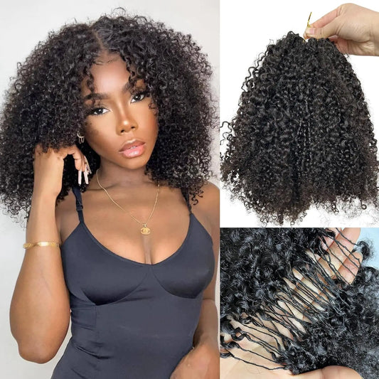 Afro Kinky Curly Crochet Human Hair 12A Miracle Knots Small Spirals Curly Crochet Hair Pre Separated Feather Crochet Human Hair