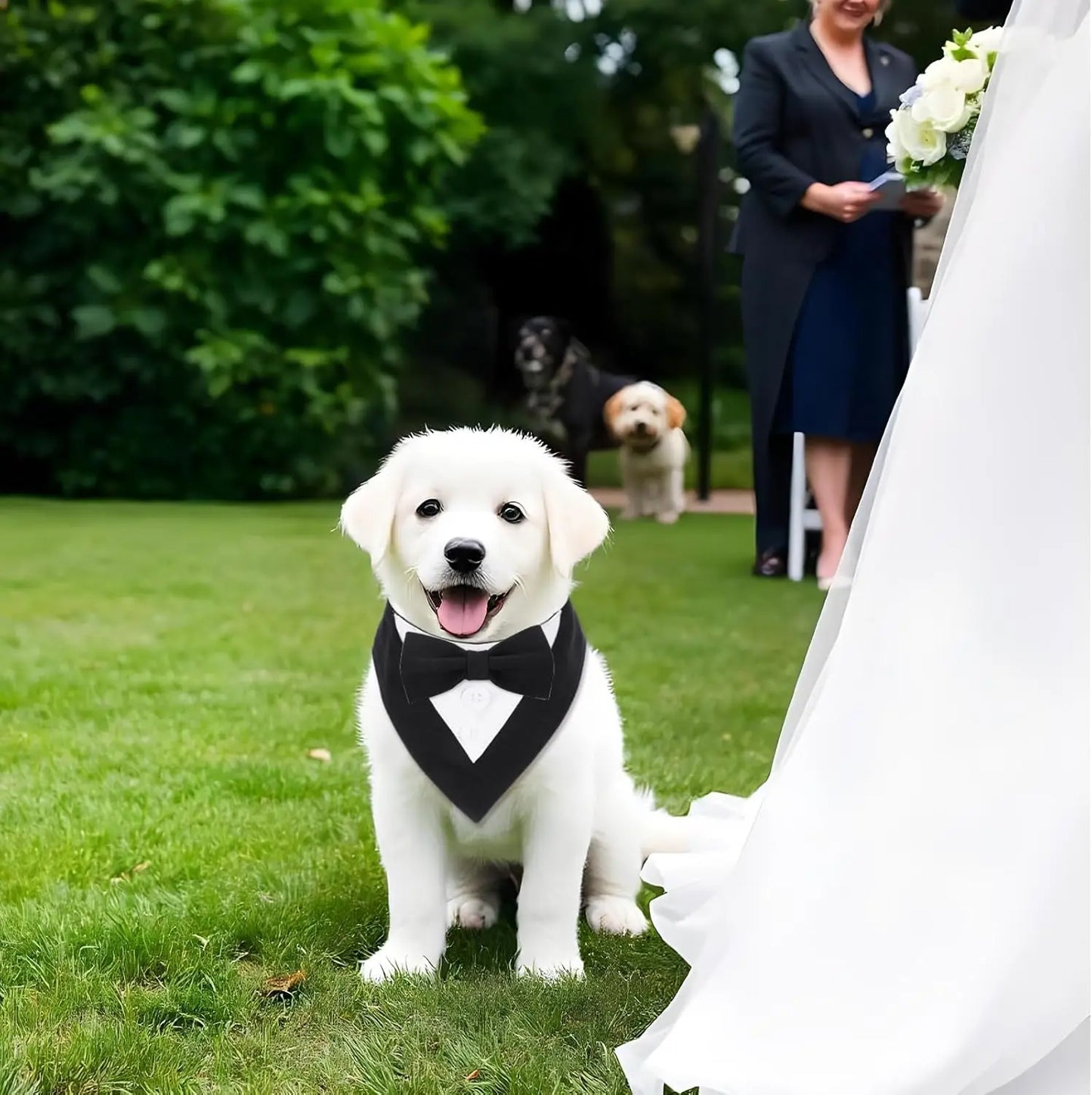 Sucado Handsome Wedding Pet Dog Bandana Elegant Suit Bowtie Luxury Triangular Scarf Collar Engagement Party Gifts Accessories