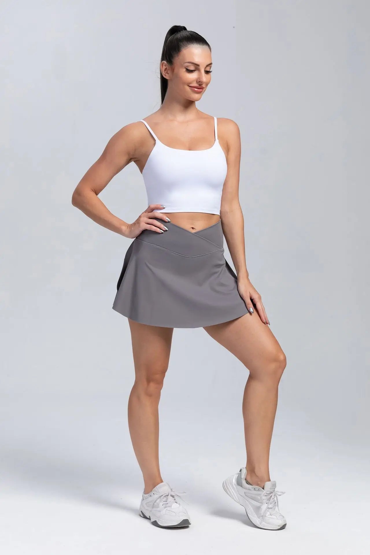 Women Fitness Shorts Skirts Yoga Seamless Leggings High Elastic Sports Fashion Gym Trainning Tennis Dresses High-Waist Skirts