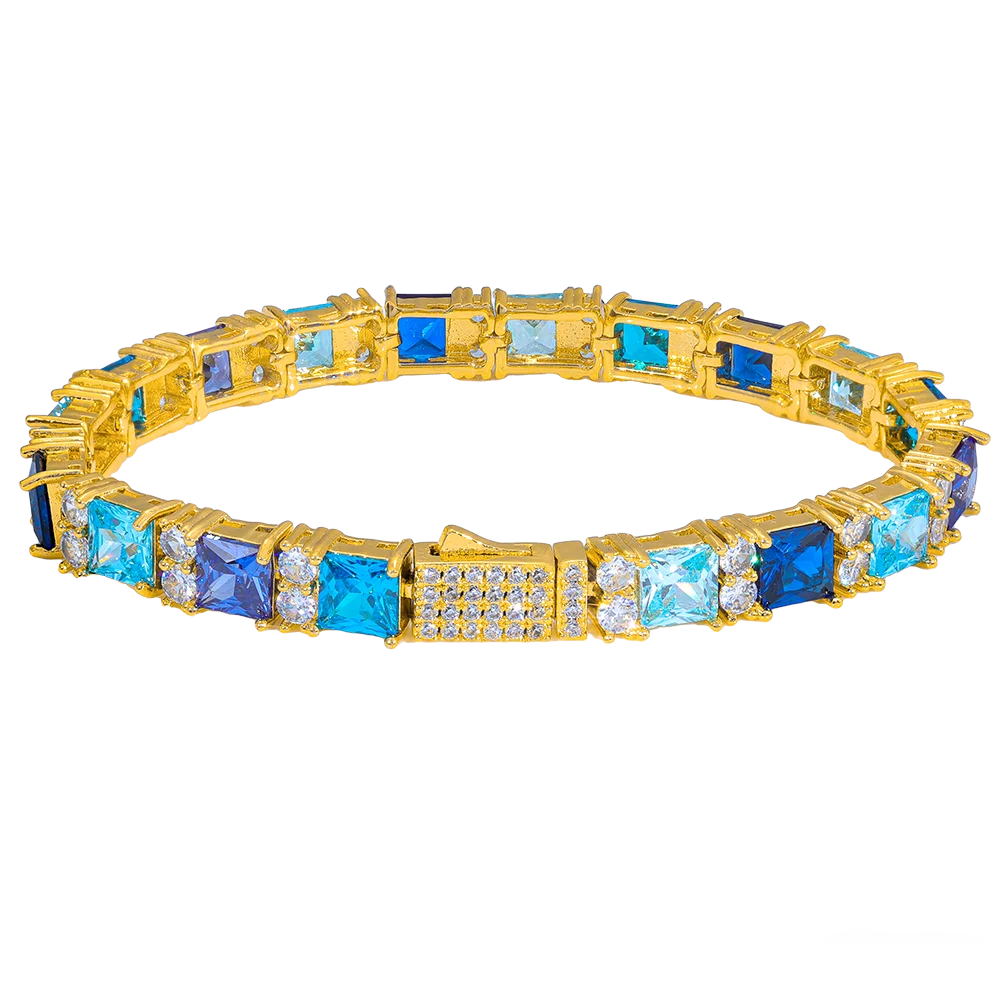 Hip Hop Iced Out Jewelry New 7MM Wide Inlaid Colorful Zircon Necklace Bracelet Fashionable Luxury Personalized Gift