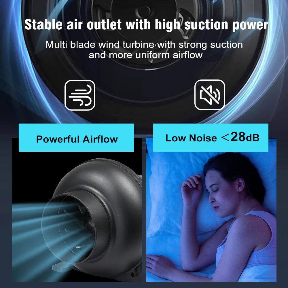 4'' EC Duct Ventilation Fan, Duct Mount Fan with Adjustable Speed Controller, Cooling Fan For Greenhouse Grow Tent Ventilation