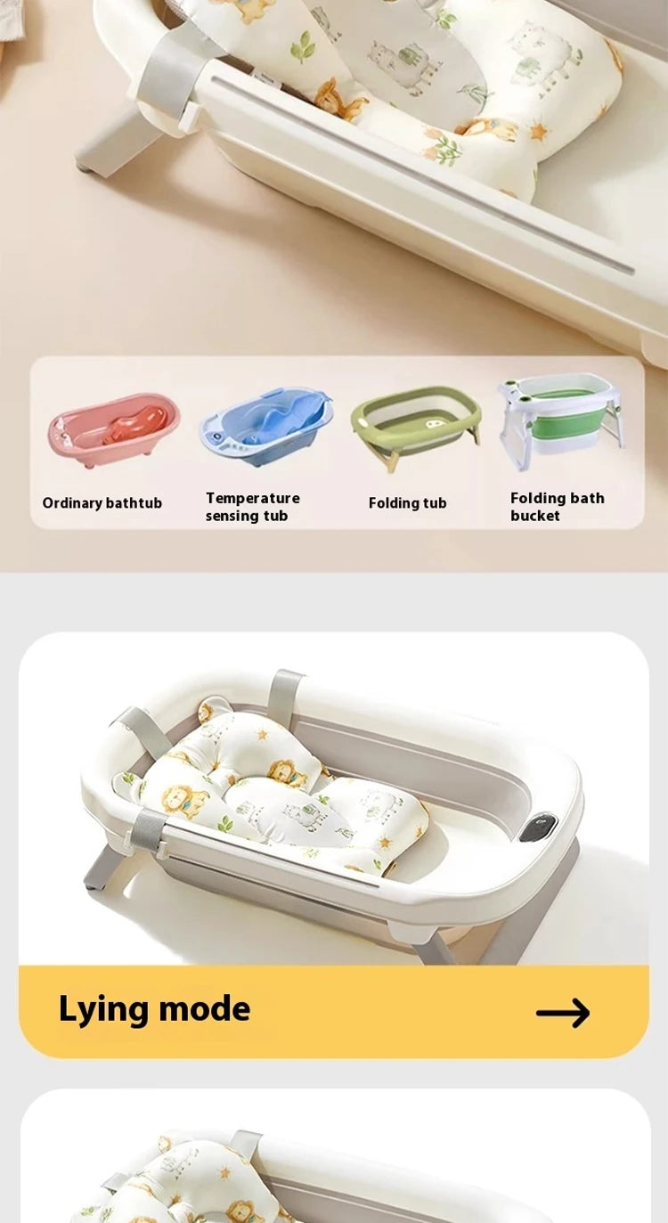Portable Baby Bathtub Pad Ajustable Bath Tub Shower Cushion Newborn Support Seat Mat Foldable Baby Bath Seat Floating Water Pad