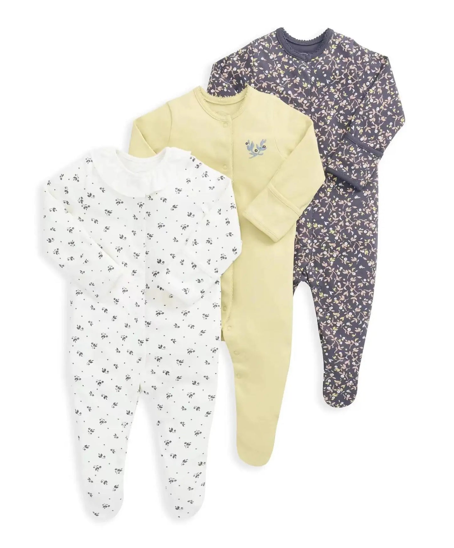 3pcs/Lot Cotton Soft Baby Romper Jumpsuit for Boys Girls with Zipper Footed Long Sleeve Pajama Sleepsuit Outfit Infant Clothes