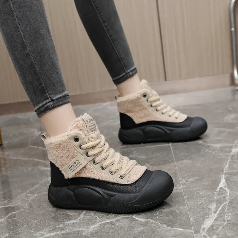 Women's Winter Sports Shoes Fashion Warm High Sneakers Woman Ankle Snow Boots Ladies Casual Sport Skateboard Safety Padded Shoes