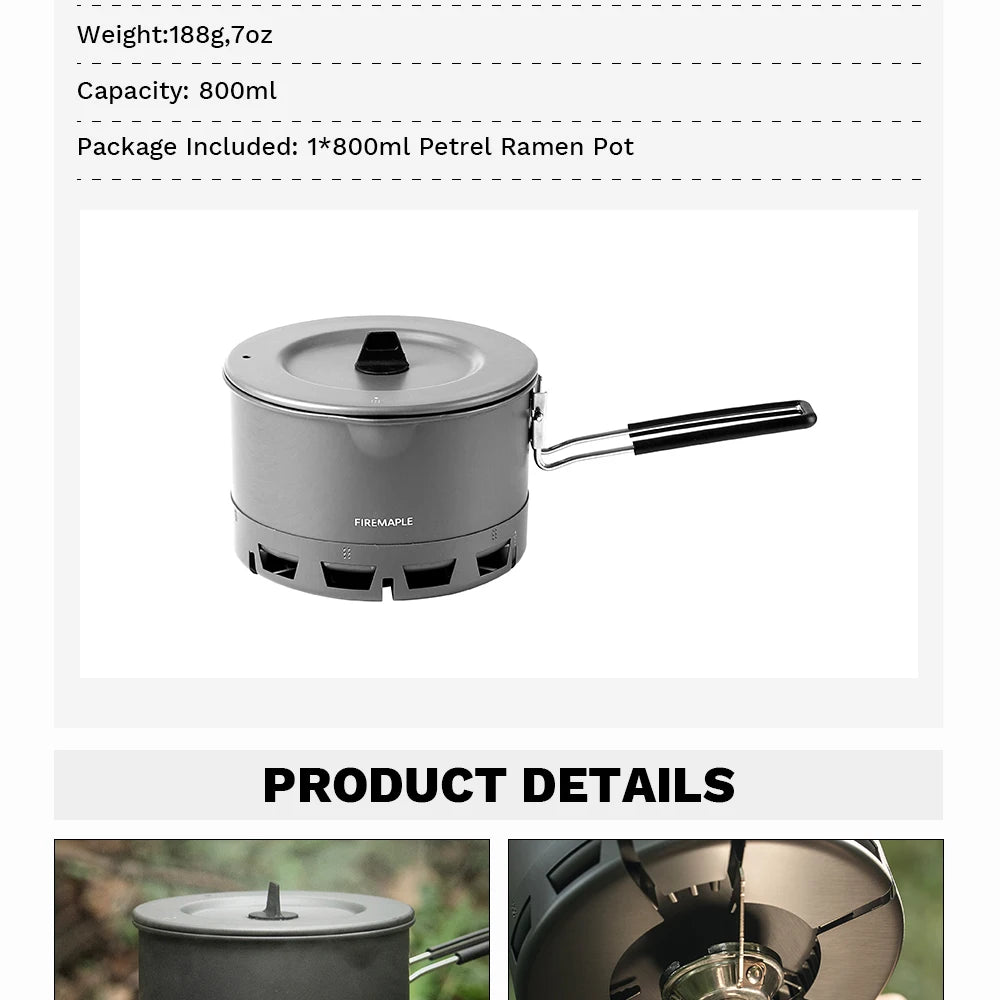Fire-Maple Petrel Ramen Pot Ultralight Heat Exchanger Lightweight Portable Pot for Hiking Travel Camping Backpacking
