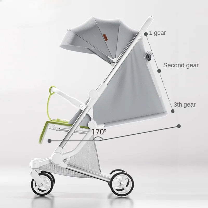 Foldable Four Wheels Cart Comfortable  Portable Lightweight Baby Stroller Can Sit or Lie Down Aluminum alloy Children's Cart