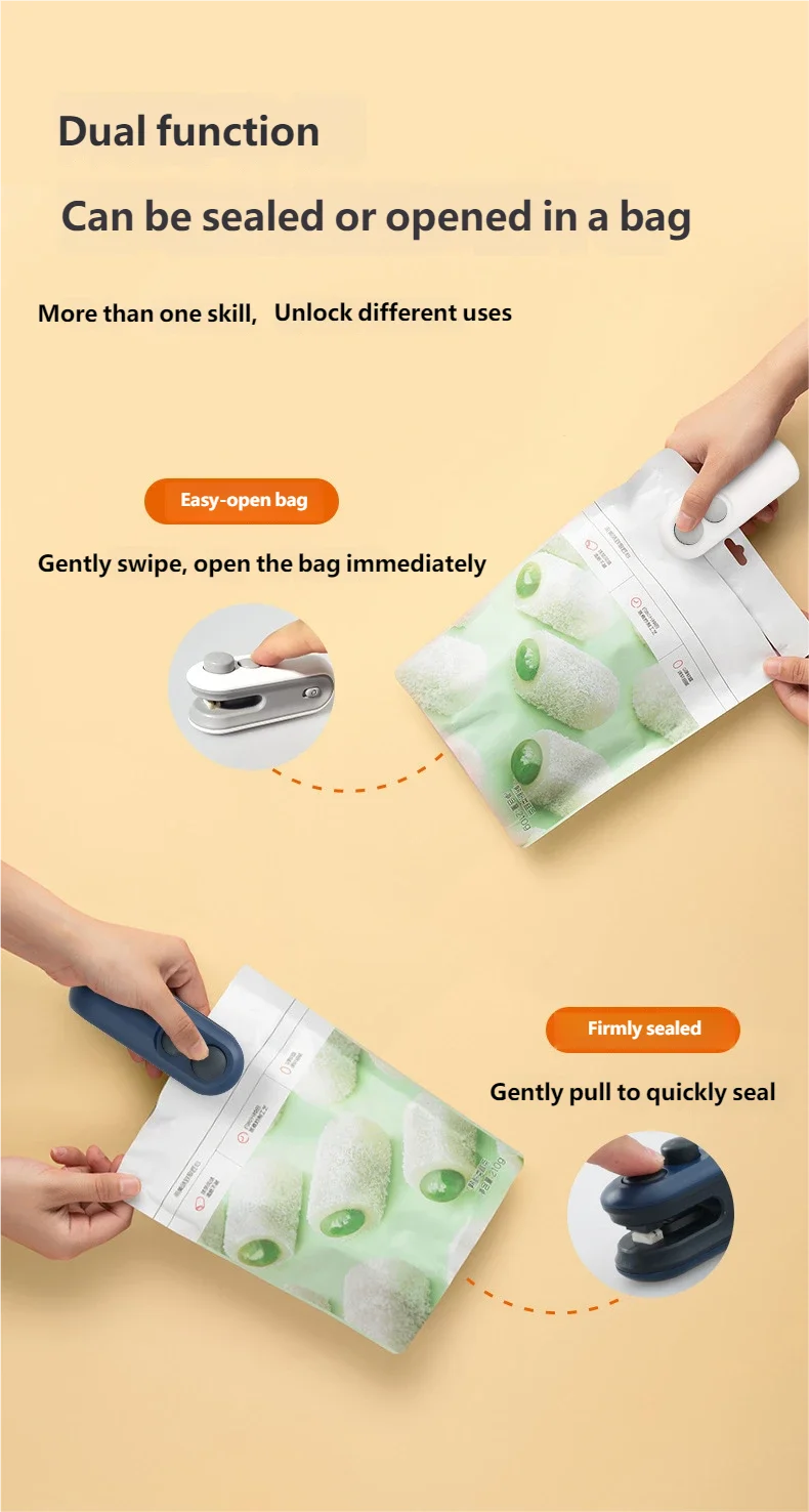 Mini Sealing Machine USB Rechargable Heat Sealer Storage Bag Plastic Package Food Sealer Clip Bag Handheld Food Heat Sealer