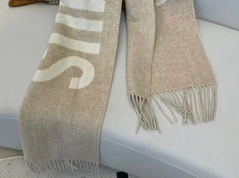 Windproof scarf winter warm cashmere shawl, cashmere scarf, thick and warm with letter design high-quality and fashionable st