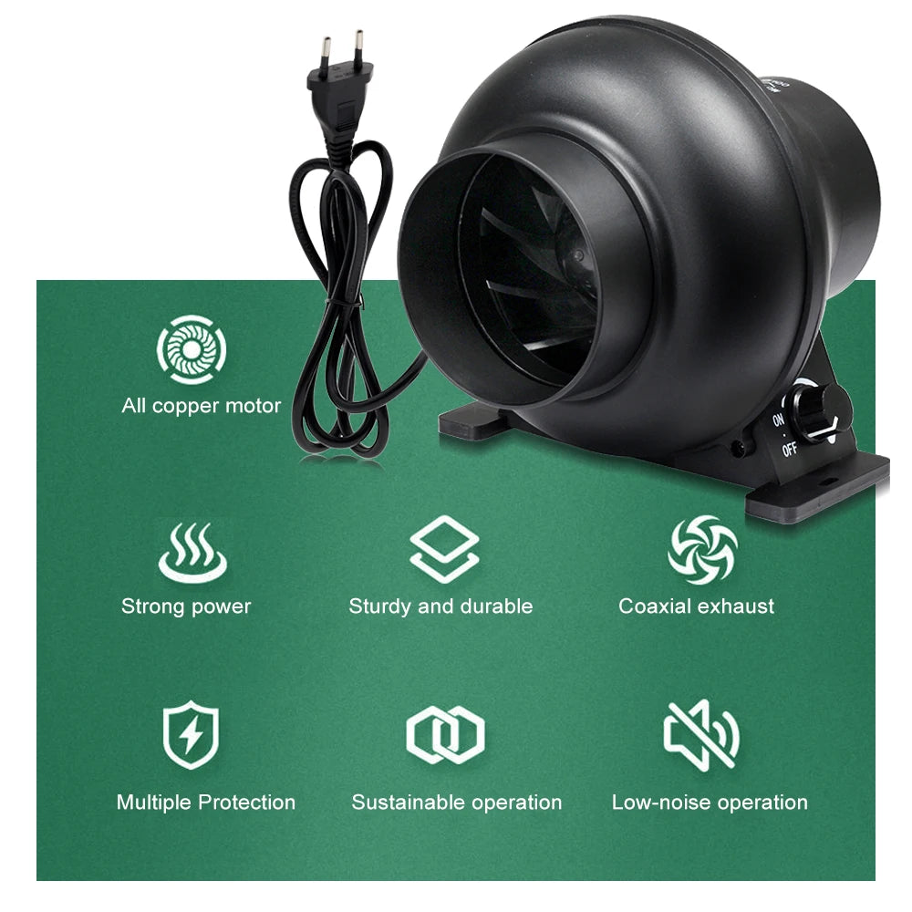 4'' EC Duct Ventilation Fan, Duct Mount Fan with Adjustable Speed Controller, Cooling Fan For Greenhouse Grow Tent Ventilation